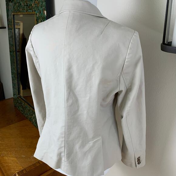 Banana Republic Petite Size 12P Blazer Jacket Beige 1 Button Cotton Career Work - Picture 8 of 13